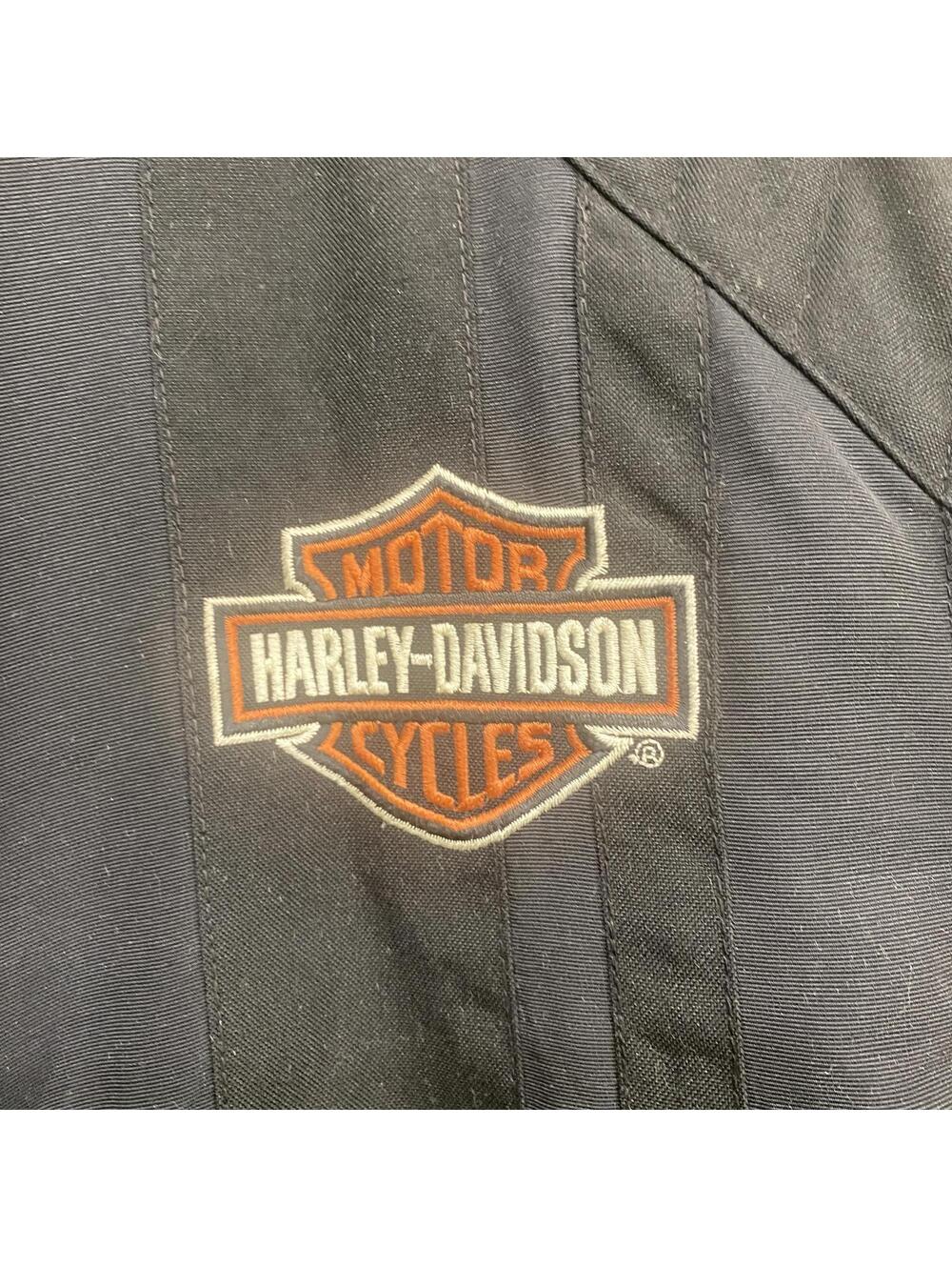 VTG Harley-Davidson Black Nylon Moto Jacket Quilted Lining Zip Pockets Men XL - Picture 9 of 12